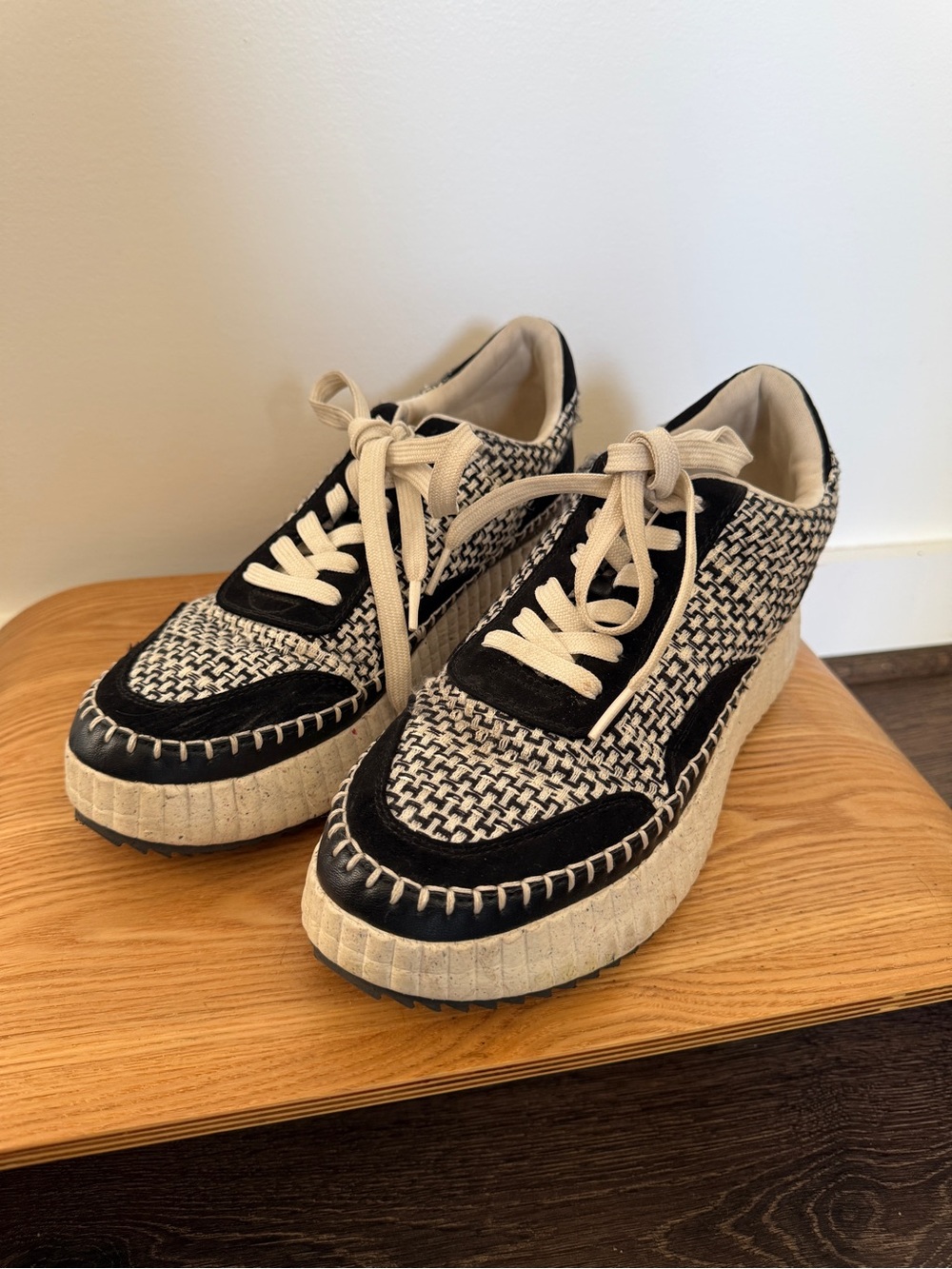Target Black and Cream Woven Platform Sneakers